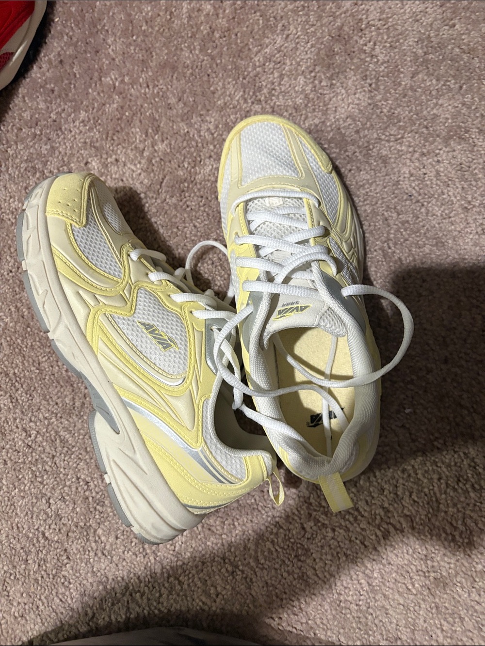 Light Yellow & White  AVIA Athletic Sneakers